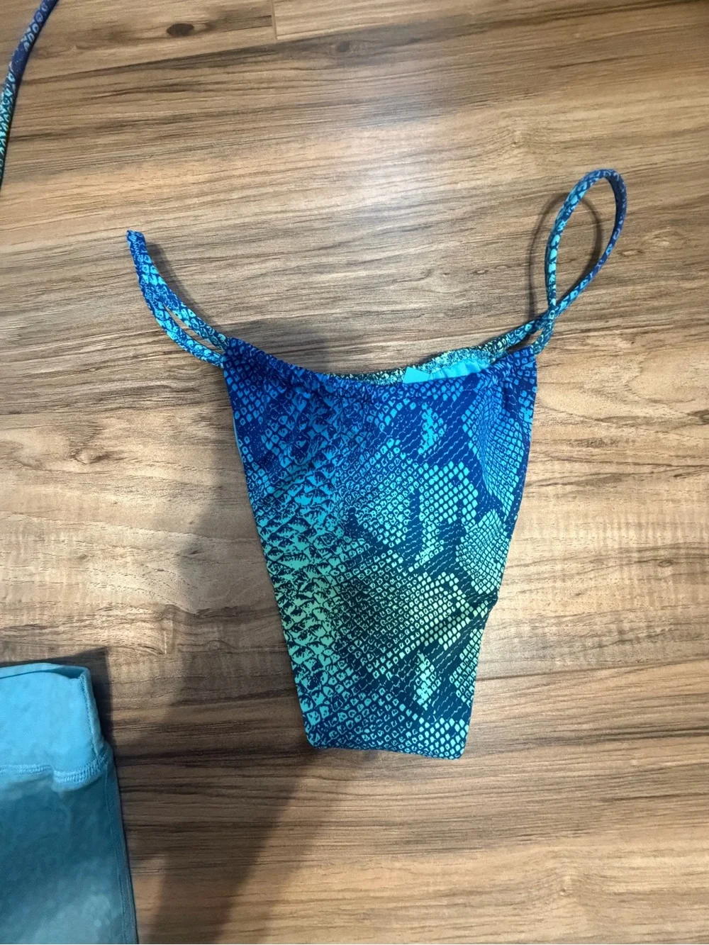 SKIMS Blue Ombre Mesh Sarong with Aqua Patterned Bikini Set .. selling as a set